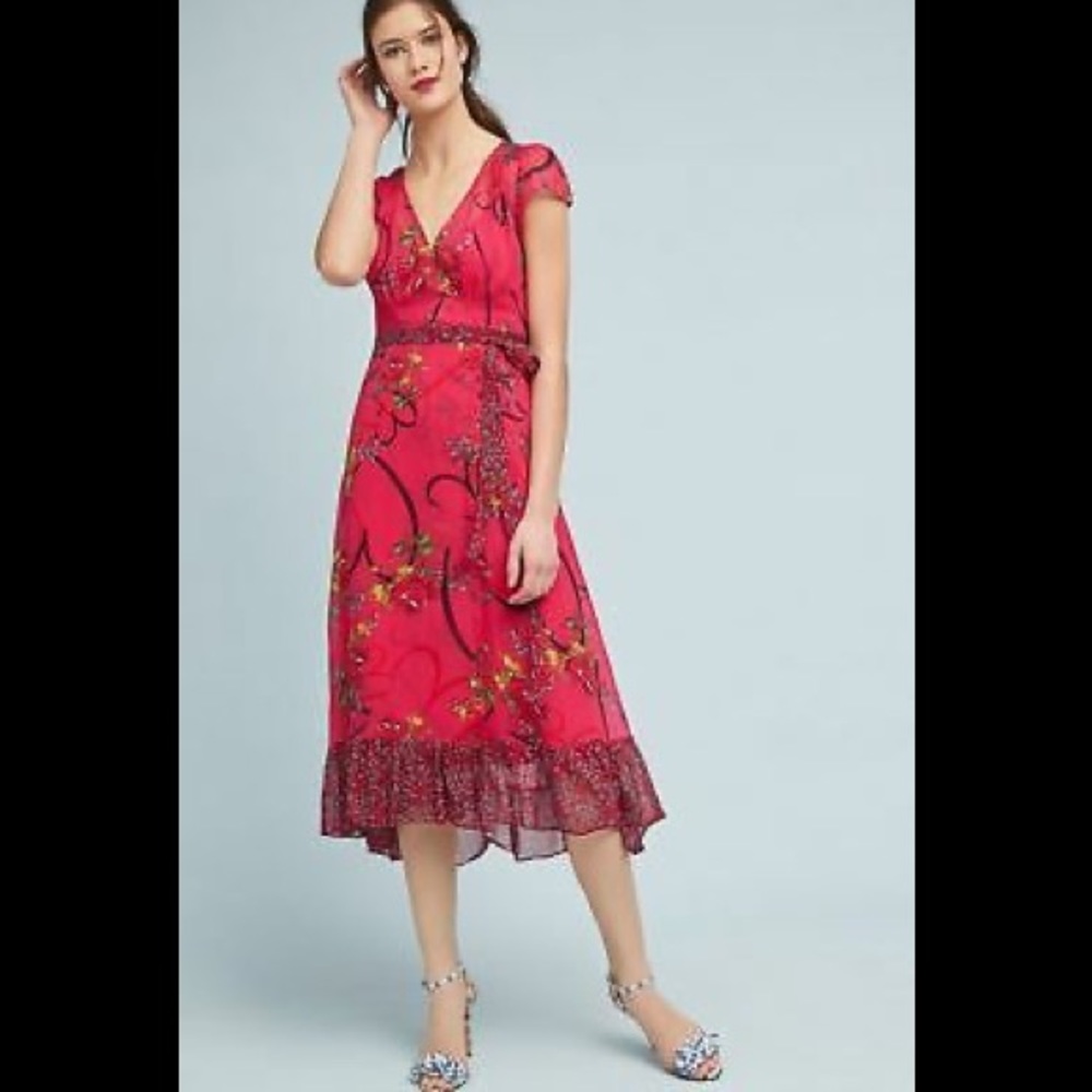 Mauve Anthropologie Fit and Flare Heart Dress Size 2